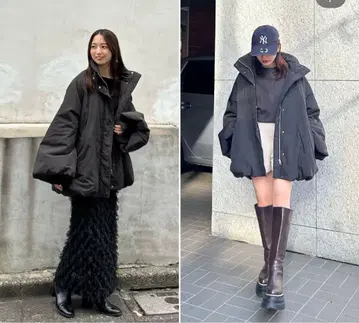 코코딜 충전솜 볼륨 코트 차콜 사이즈 2