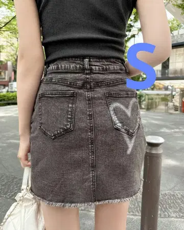 셰리미 cheri mi 하트 포켓 데님 스커트 S 사이즈 그레이