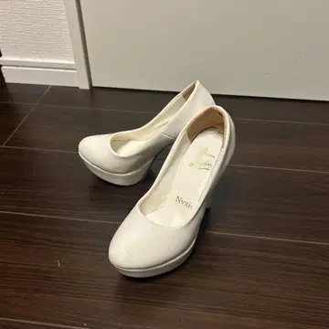 브라이덜 슈즈 12cm 하이힐 화이트 펌프스 인조 가죽