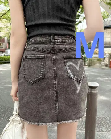 셰리미 cheri mi 하트 포켓 데님 스커트 M 사이즈 그레이
