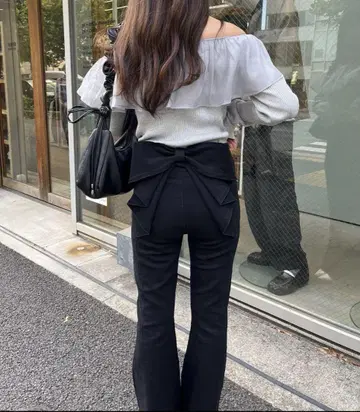 Remind me and forever 백리본 데님 플레어 팬츠