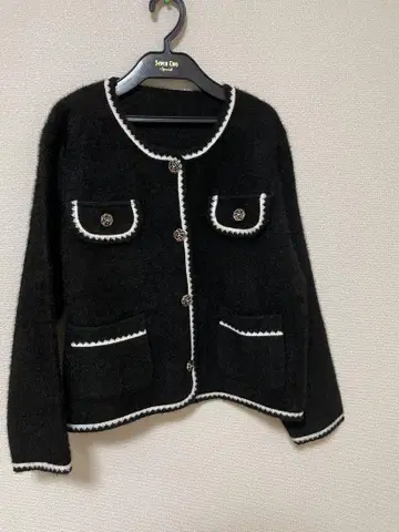 노카라 자켓 블랙 후와후와