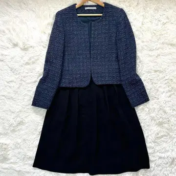 컨디션 최상 띠어리 럭스 엄마 여성 수트 셋업 믹스 트위드 네이비 M
