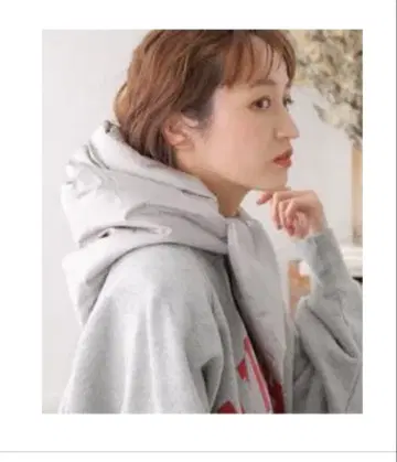 미사용품 오르발 다운 후드 머플러 그레이