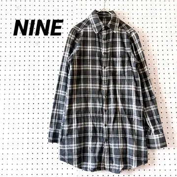 나인 체크 셔츠 롱 기장 코튼 100% 긴팔 캐주얼 일본제