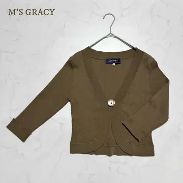 [ 새상품급 ] M'S GRACY 브라운 V넥 7부 소매 가디건 38