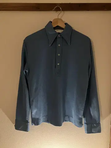 70s REVER 빈티지 피케 셔츠 긴팔 스카이블루