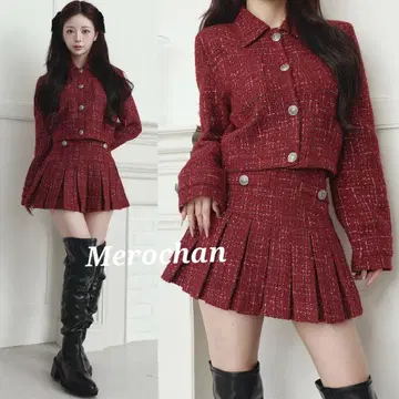 다리치 트위드 체크 플리츠 미니 스커트 [ M ]
