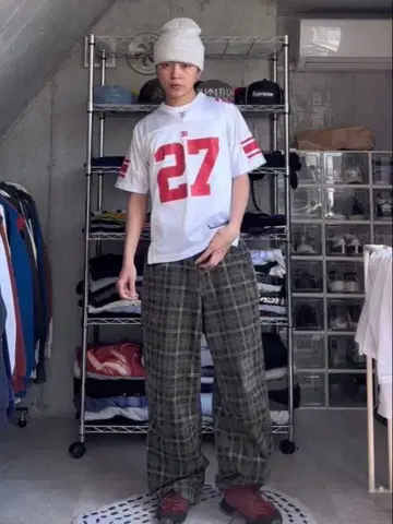 JADED LONDON Brooklyn Cord 체크 와이드 팬츠