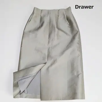 드로어 Drawer 실크 혼방 턱 스커트 실버 그레이 36