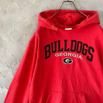 빈티지 후드티 BULLDOGS 자수 로고 팀 로고 빨간색 IW10