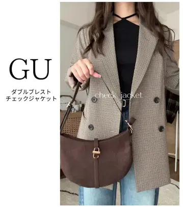 GU 더블 브레스트 체크 자켓
