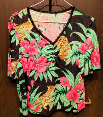 [ 새상품급 ] 이타리야 상의 화려한 무늬 애니멀 카틀레야 꽃무늬 일본제