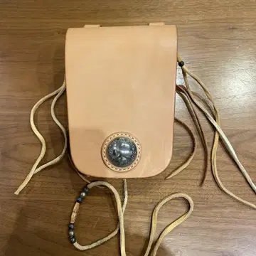 카프 레더 (탄) 파우치 백 핸드크라프트