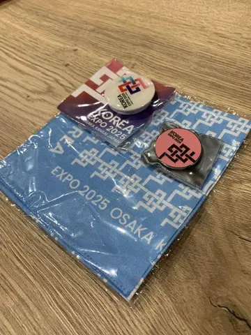 오사카 만박 한국관 손수건 스마트폰 그립 핀 배지 세트