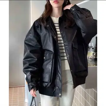 java 콜라보 빈티지 페이크 레더 자켓