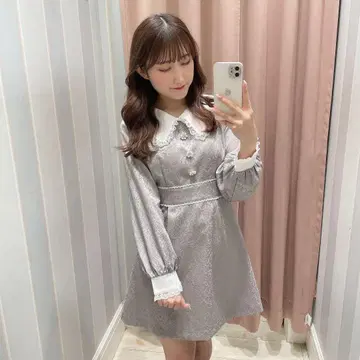 evelyn 원피스 자카드 레이스 그레이