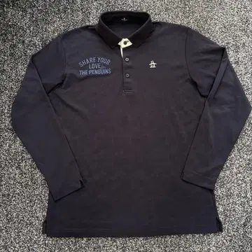 먼싱웨어 올 패턴 긴팔 피케 셔츠 섀도우 로고 골프웨어 네이비 L