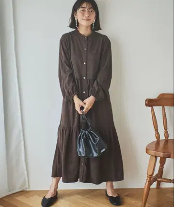 mil 밀 코듀로이 티어드 원피스