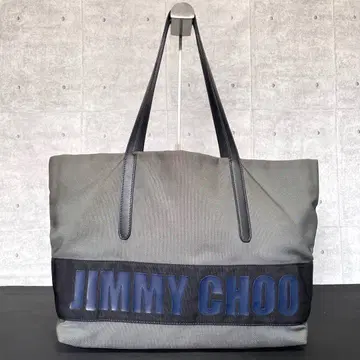 고품질 JIMMY CHOO PIMLICO 캔버스 그레이 로고 토트백