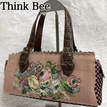 Think Bee! 자수 핸드백 비쥬 스팽글 꽃무늬 레트로