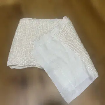 화이트 오비 장식 천 면 소재 직조 무늬 라메 믹스