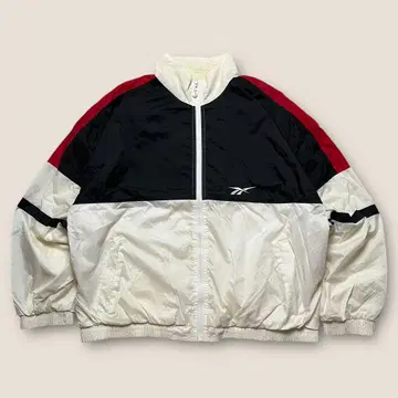90s Reebok 나일론 자켓 블랙 화이트 자수 로고