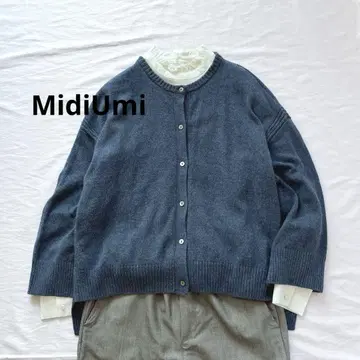 MidiUmi 코튼 울 와이드 니트 가디건 미디우미 겉옷