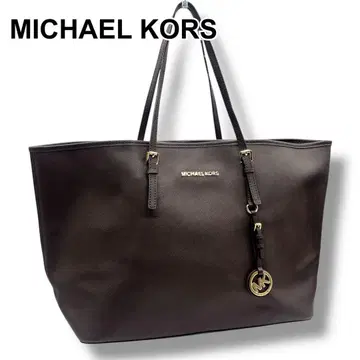 고품질 MICHAEL KORS PVC x 가죽 토트백 다크 브라운