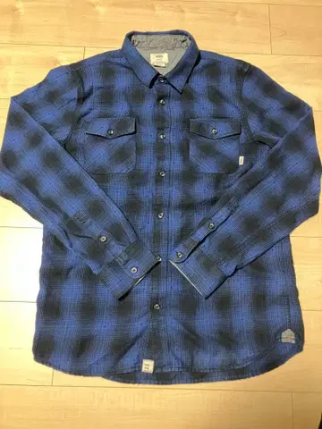 VANS 반스 긴팔 플란넬 셔츠 파랑 블랙 체크 사이즈 M ( L 정도)