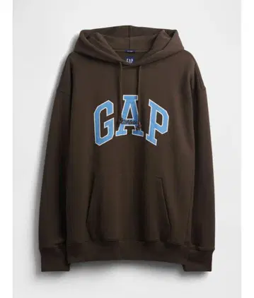 헤비 웨이트 오버 사이즈 GAP 로고 후드티 브라운 XL 사이즈