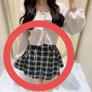 evelyn 플리츠 치마바지 체크 블랙 화이트
