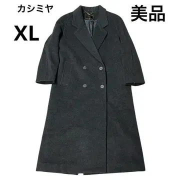 [레어] 캐시미어 캐시미어 다크 그레이 더블 브레스트 롱 코트 XL