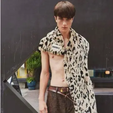 NKNIT boa wave scarf leopard
