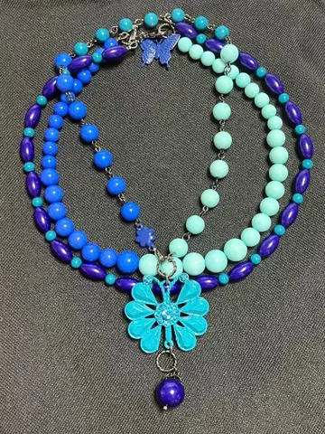 미사용 ANNA SUI 꽃 나비 3way 목걸이 팔찌 벨트