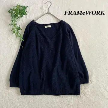 FRAMeWORK 프레임워크 네이비 V넥 니트 심플