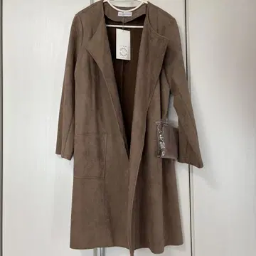 [ 택 포함 미사용 새상품 ] 롱 코트 브라운 스웨이드 LL 시즌리즈