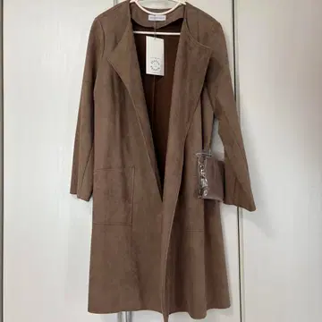 [ 택 포함 미사용 새상품 ] 롱 코트 브라운 스웨이드 LL 시즌리즈