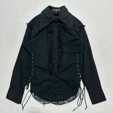 mad punks side lace up frill shirt
