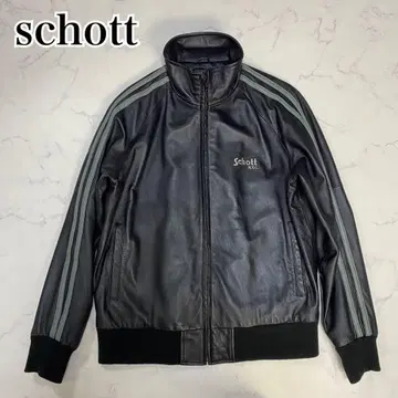 schott 샷 라인 트랙 자켓 L 블랙 양가죽 블랙