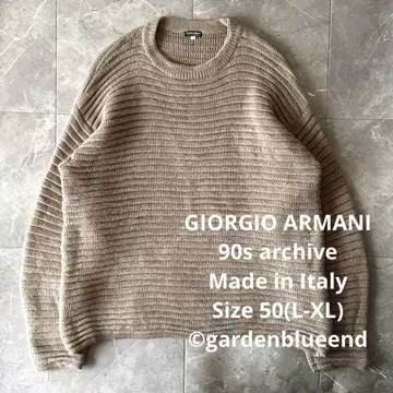 GIORGIO ARMANI 90s 카멜 알파카 크루넥 니트