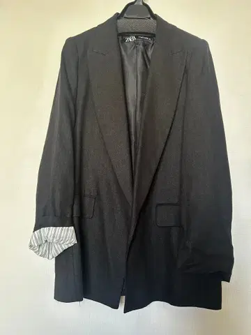 ZARA 테일러드 자켓 블랙/마/린넨 소재
