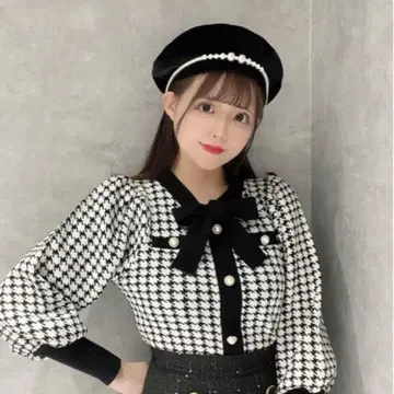 evelyn 하운드투스 체크 리본 니트