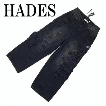 LA8206 택 포함 새상품 HADES 데님 카고 블랙 데님 S