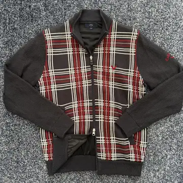 캘러웨이 안감 니트 자켓 블루종 체크 무늬 골프웨어 M