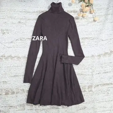 ZARA 터틀넥 리브 원피스 브라운 [ M ]