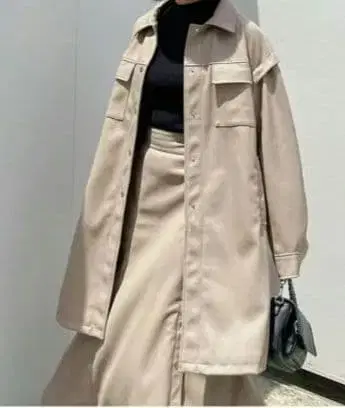 PAGEBOY 에코 가죽 커스텀 롱 블루종 가죽 자켓 베스트