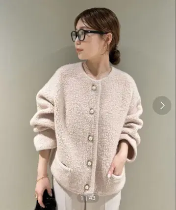 울 혼방 노카라 자켓 베이지 계열