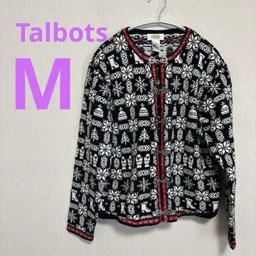 레어 Talbots [ M ] 노카라 니트 자켓 노르딕 무늬