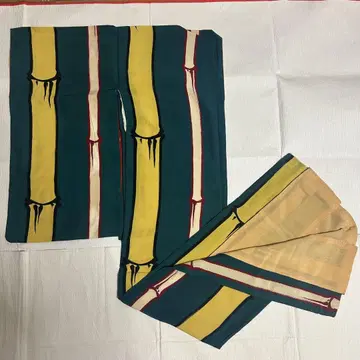 앤티크 기모노 리사이클 기모노 대나무 짙은 녹색 차분한 이중 기모노